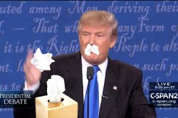 Donald Trump sniff debate drugs kleenex Meme Template