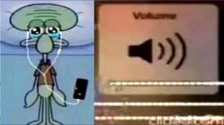 Squidward Crying Listening to Music Meme Template