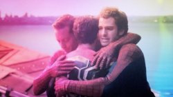 3 spideys hugging Meme Template