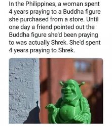 Praying to Shrek Meme Template