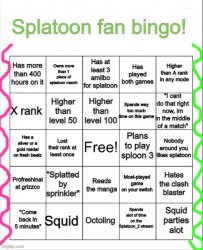 Splatoon bingo Meme Template