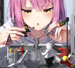 Anime girl playing with Lego Meme Template