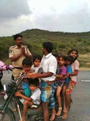 Cop Talking To Man With A Motorbike Filled With Kids Meme Template