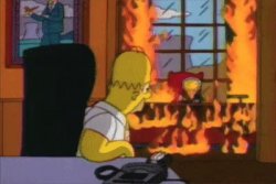 Homer office fire Meme Template