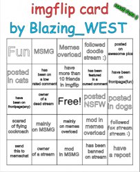 bingo card by Blazing_WEST Meme Template