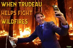 Trudeau Fights Wildfires. Meme Template