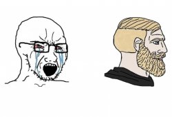 Crying Wojak vs Chad Back Turned Meme Template