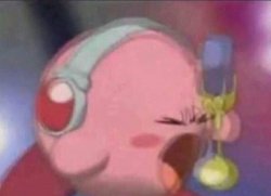Kirby screaming into mic Meme Template