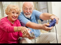 Old people playing video games Meme Template