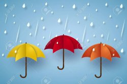 Three (3) umbrellas in rain Meme Template