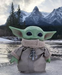 Baby Yoda hiking Meme Template