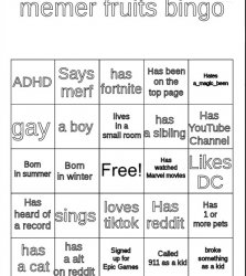 Memer fruit bingo Meme Template