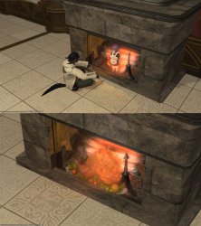 Lalafell of the fireplace Meme Template