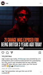 21 Savage exposed for being British Meme Template