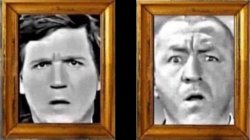 Tucker Carlson Curly Howard Three Stooges separated at birth? Meme Template
