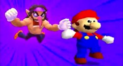 Mario running away from waluigi Meme Template