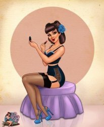 Retro pinup girl drawing Meme Template