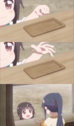 Anime girl dropping coin Meme Template
