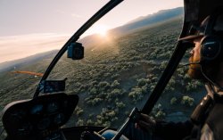 Pilot helicopter sunset  American West Meme Template