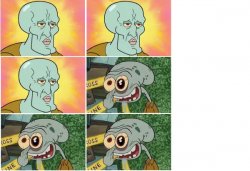 Squidward Becoming Uncanny Meme Template