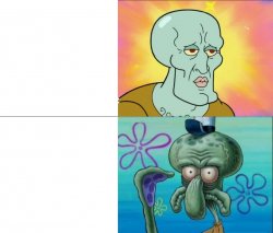 Handsome Squidward vs Ugly Squidward Meme Template