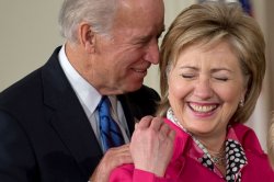 Biden sniffing Hillary Clinton Meme Template