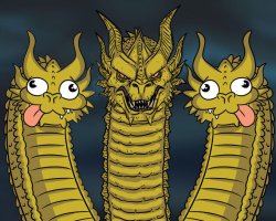 Three headed Dragon but stupid Meme Template