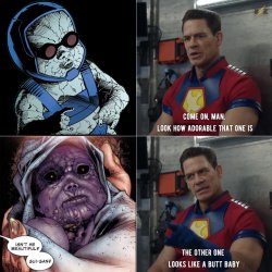 Baby Darkseid vs Baby Thanos Meme Template