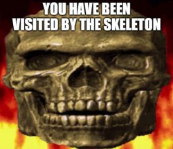 YOU HAVE BEEN VISITED BY THE SKELETON Meme Template