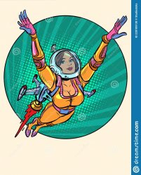 beautiful female astronaut flying Meme Template
