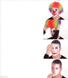 Reverse Clown Makeup (4 text panel) Meme Template