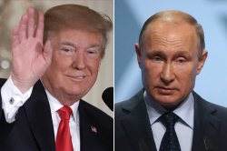 Trump waves at his boss, Putin Meme Template
