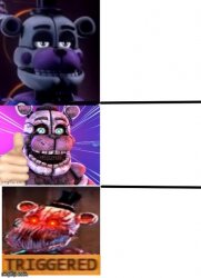 The funtime freddy neutral, chill, and than triggered meme Meme Template