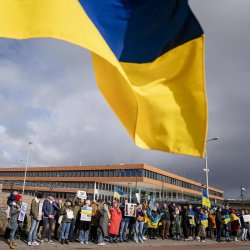 Pro-Ukraine protest at the Hague Meme Template