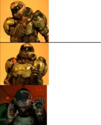 Doomguy Drake 3 panel Meme Template