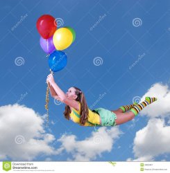 pretty girl flying with balloons Meme Template