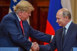 Trump greets his boss Putin for instructions Meme Template