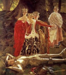 Four Queens Find Lancelot Sleeping Meme Template