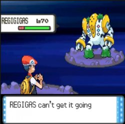 Regigas can't get it going Meme Template