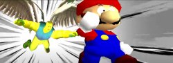 Mario runs away from roblox admin Meme Template