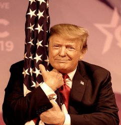 Trump wrapped in flag USA Republican Fascism Meme Template