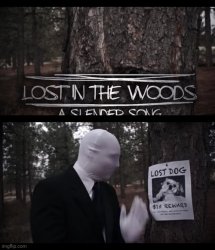 Slender man hang a page on a tree Meme Template