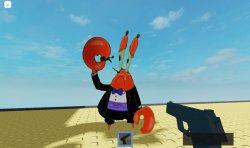 Gun And Mr Krabs On ROBLOX Meme Template