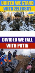 United We Stand with Zelensky Divided We Fall With Putin meme Meme Template