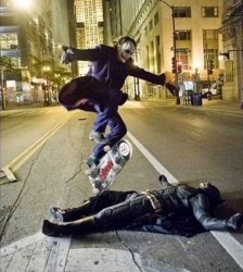 Joker stomps Batman with his Skateboard Meme Template