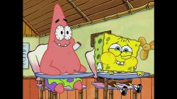 SpongeBob and Patrick Holding Their Laughter Meme Template