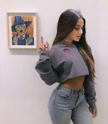 Ariana Grande flips the middle finger to a Trump witch painting Meme Template