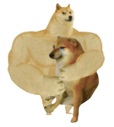 Buff Doge hugs cheems transparent Meme Template