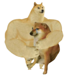Buff Doge hugs cheems transparent Meme Template