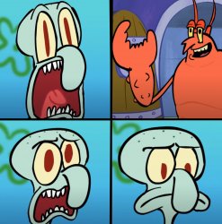 Squidward rethinking Meme Template